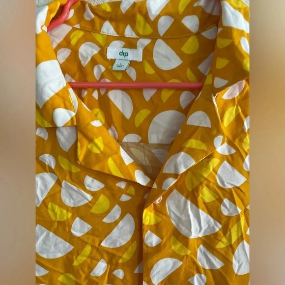 Dip button down short sleeve yellow and white shirt size L - Picture 4 of 5